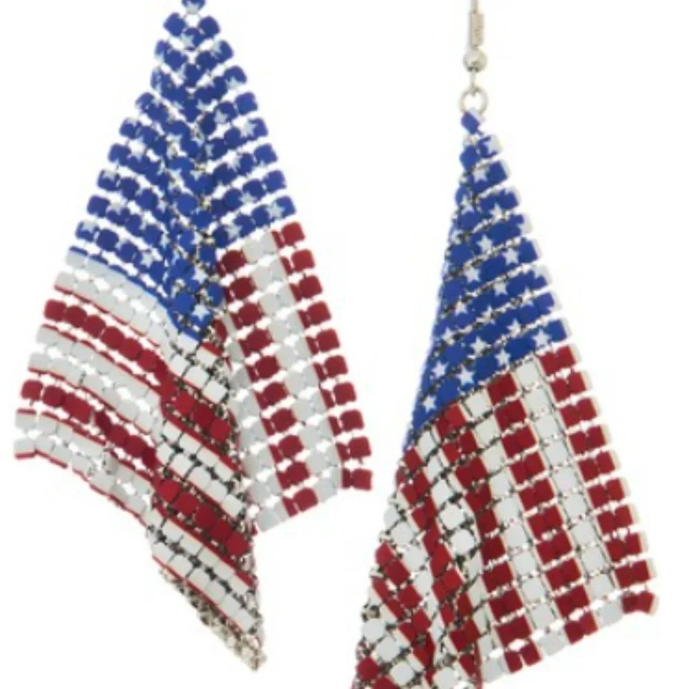USA Flag Earrings Drop Dangle New 4th of July Patriot